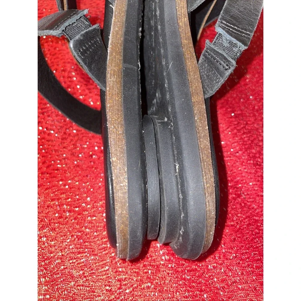 Born Cetina Sandals Womens Size 7 Shoes Black Brown Leather Slip On Thong Toe